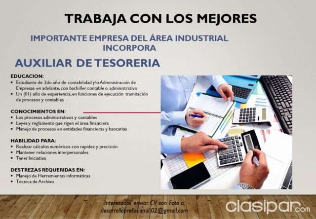 ¿Qué hace un auxiliar de Tesorería de una empresa?